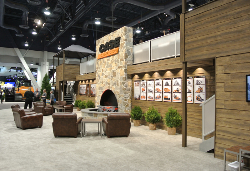 Case chose a traditional log cabin aesthetic to combat the hustle and bustle of the Las Vegas show. Case chose a traditional log cabin aesthetic to combat the hustle and bustle of the Las Vegas show.
