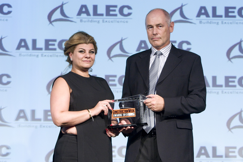 Dana Haddad collects the award on behalf of her father from Hercu Vlijoen, managing director Related Business for Alec. Dana Haddad collects the award on behalf of her father from Hercu Vlijoen, managing director Related Business for Alec.
