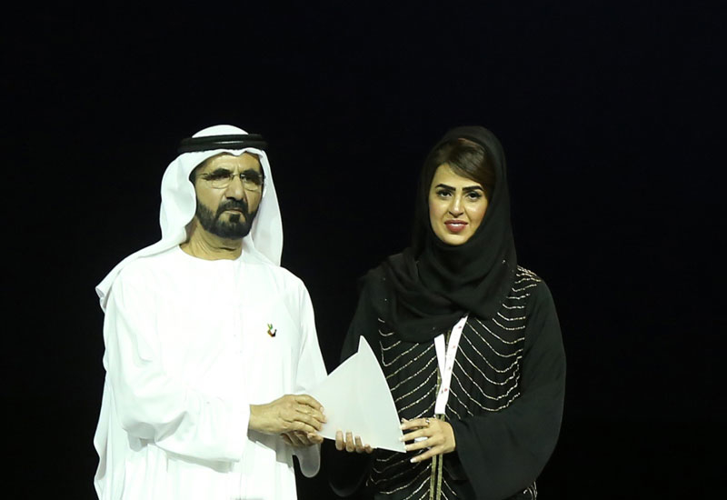 HH Sheikh Mohammed bin Rashid Al Maktoum, Vice President and Prime Minister of the UAE and Ruler of Dubai, presents Hana Al Balooshi with the Distingu HH Sheikh Mohammed bin Rashid Al Maktoum, Vice President and Prime Minister of the UAE and Ruler of Dubai, presents Hana Al Balooshi with the Distingu
