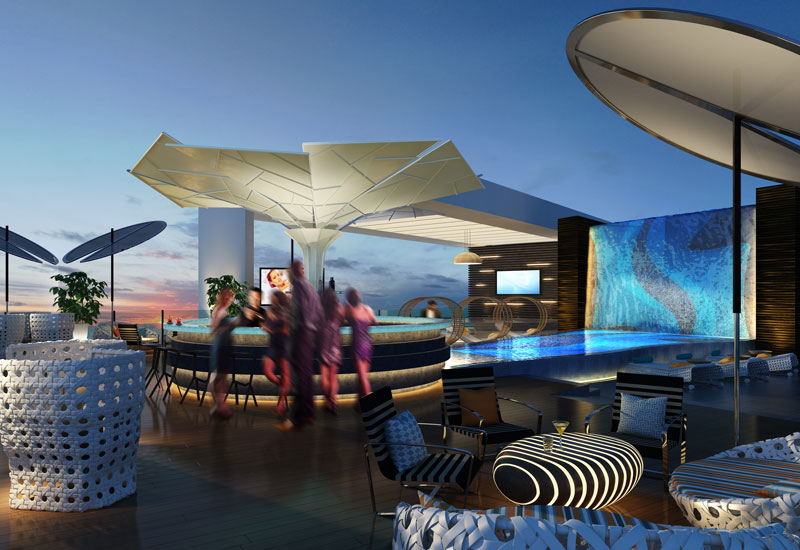 Image of the pool deck area of the new DoubleTree by Hilton Suites Doha Image of the pool deck area of the new DoubleTree by Hilton Suites Doha