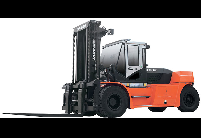 Doosan’s DV180S-7 Series-7 forklift truck boasts a capacity of 18 tonnes. Doosan’s DV180S-7 Series-7 forklift truck boasts a capacity of 18 tonnes.