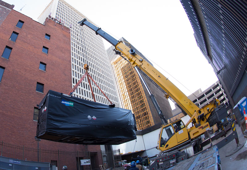 A Doosan Fuel Cell installation at the historic Hartford building in Connecticut. A Doosan Fuel Cell installation at the historic Hartford building in Connecticut.