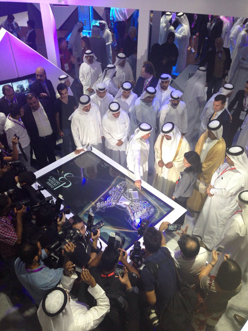 Dr Amina Al Rustamani, CEO of Tecom Investments, shows visitors around the stand at Cityscape. Dr Amina Al Rustamani, CEO of Tecom Investments, shows visitors around the stand at Cityscape.