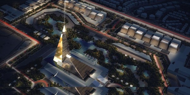 Zayed Crystal Tower will dwarf the pyramids of Giza. Zayed Crystal Tower will dwarf the pyramids of Giza.