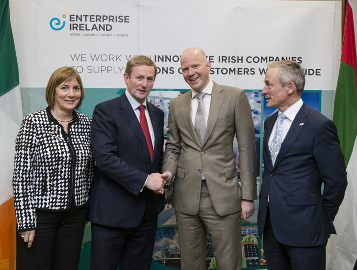 Julie Sinnamon, CEO Enterprise Ireland, Enda Kenny, Taoiseach, Ireland, Ben Churchill, CEO, Emrill and Richard Bruton T.D., Minister for Jobs, Enterp Julie Sinnamon, CEO Enterprise Ireland, Enda Kenny, Taoiseach, Ireland, Ben Churchill, CEO, Emrill and Richard Bruton T.D., Minister for Jobs, Enterp