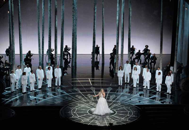 Gaga performs at the 2015 Oscars. Gaga performs at the 2015 Oscars.