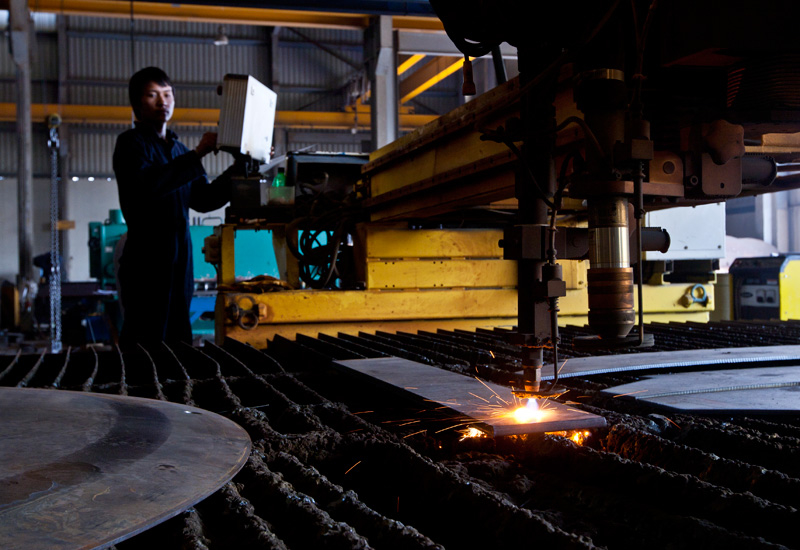 GORICA uses sophisticated plant at its Jebel Ali site, including this computer numeric control (CNC) plasma cutting device. GORICA uses sophisticated plant at its Jebel Ali site, including this computer numeric control (CNC) plasma cutting device.