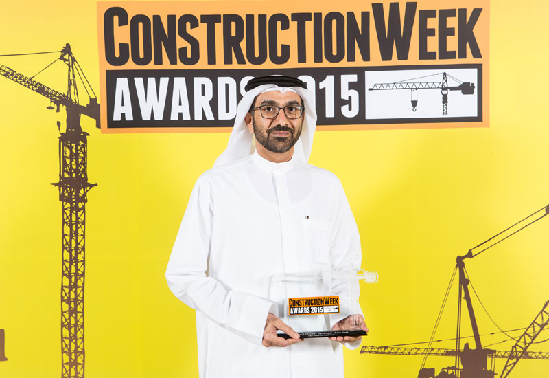 Chief executive officer HE Hesham Al Qassim accepted the Developer of the Year Award at last night’s Construction Week Awards 2015. Chief executive officer HE Hesham Al Qassim accepted the Developer of the Year Award at last night’s Construction Week Awards 2015.