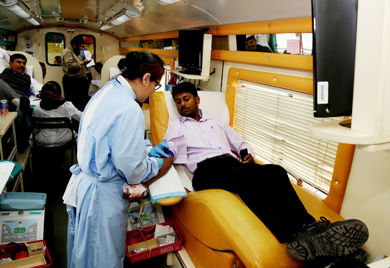 The blood donations were handed over to the Latifa Hospital in Dubai. The blood donations were handed over to the Latifa Hospital in Dubai.