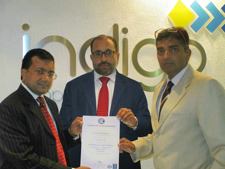 Braj Gupta, CFO, Indigo Properties ; Irfan Aziz, marketing manager, Guardian Independent Certification; Dev Maitra, CEO, Indigo Properties. Braj Gupta, CFO, Indigo Properties ; Irfan Aziz, marketing manager, Guardian Independent Certification; Dev Maitra, CEO, Indigo Properties.
