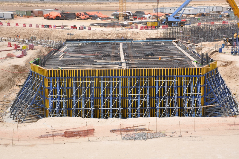 The tower's foundation is now in place. The tower's foundation is now in place.
