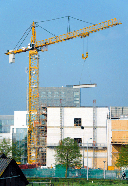 A Liebherr 1000 EC-H 40 Litronic top-slewing tower crane is currently helping out at the Erasmus Hospital build in Rotterdam, the Netherlands. A Liebherr 1000 EC-H 40 Litronic top-slewing tower crane is currently helping out at the Erasmus Hospital build in Rotterdam, the Netherlands.