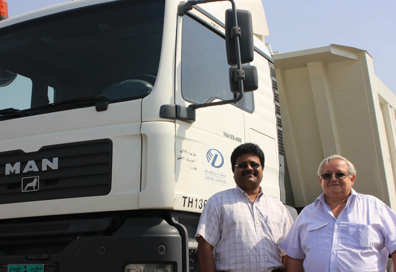 (l-r) S. Surendranath Easwar, Manager of the Central Workshop Transport and. R.D. Pepler, General Manager, Plant Division of Saif Bin Darwish (l-r) S. Surendranath Easwar, Manager of the Central Workshop Transport and. R.D. Pepler, General Manager, Plant Division of Saif Bin Darwish