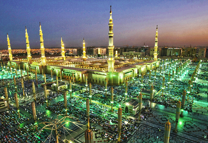 A general view of the Prophet Mohammed Mosque in the Saudi holy city of Medina. A general view of the Prophet Mohammed Mosque in the Saudi holy city of Medina.