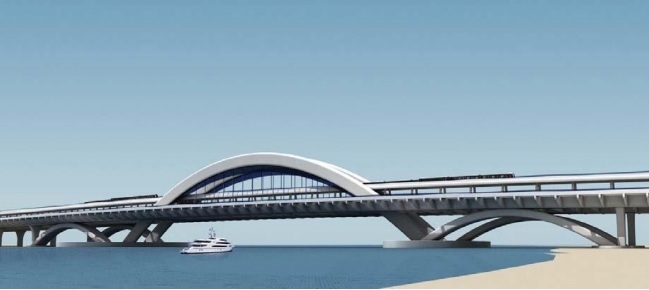 Illustration of the Obhur Creek bridge. Illustration of the Obhur Creek bridge.