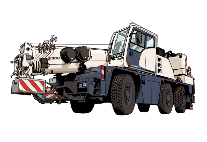 An illustrated version of the Terex AC 40 City crane. An illustrated version of the Terex AC 40 City crane.