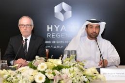 Peter Fulton, group president Europe, Africa, Middle East and Southwest Asia, Hyatt Hotels and Resorts and HE Hesham Abdullah Al Qassim, CEO of wasl A Peter Fulton, group president Europe, Africa, Middle East and Southwest Asia, Hyatt Hotels and Resorts and HE Hesham Abdullah Al Qassim, CEO of wasl A
