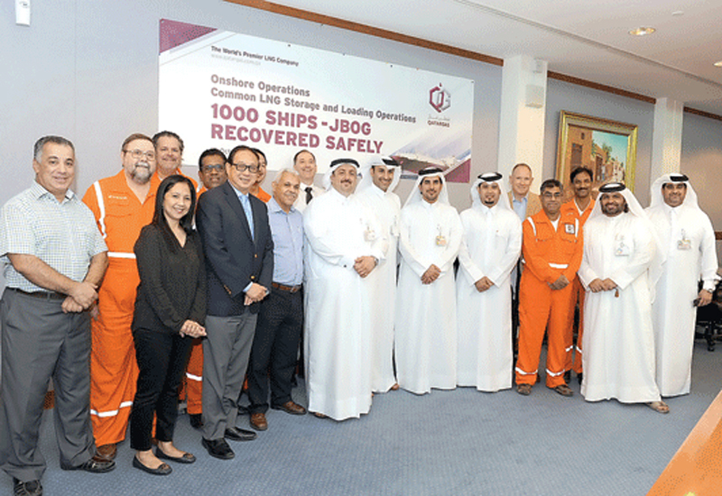 Officials at the Qatargas headquarters to celebrate the achievement. Officials at the Qatargas headquarters to celebrate the achievement.