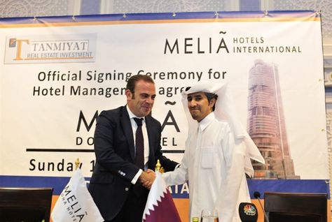 Meliá Hotels International vice president and CEO Gabriel Escarrer and Tamniyat Qatar Real Estate Investment chairman and CEO His Excellency Dr. Braik Meliá Hotels International vice president and CEO Gabriel Escarrer and Tamniyat Qatar Real Estate Investment chairman and CEO His Excellency Dr. Braik