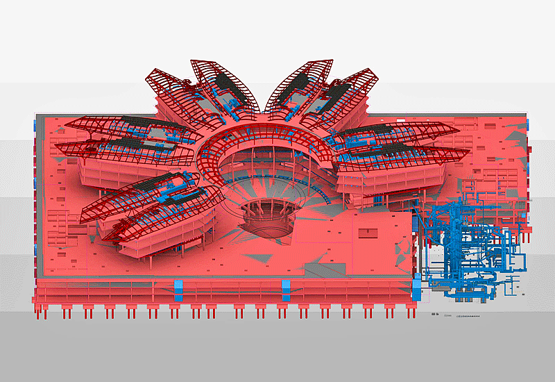 The Revit model for the Qatar Civil Aviation Authority Headquarters. The Revit model for the Qatar Civil Aviation Authority Headquarters.