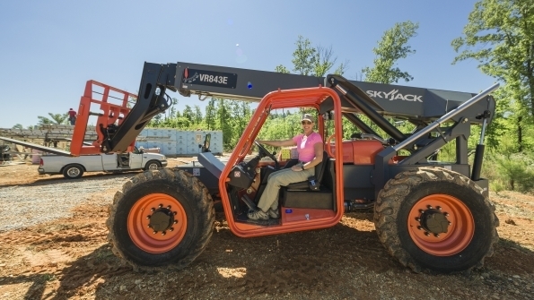 Skyjack's VR843E telehandler helps Habitat for Humanity build 13 homes within a week. Skyjack's VR843E telehandler helps Habitat for Humanity build 13 homes within a week.