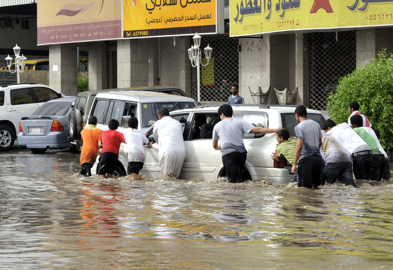 Jeddah has been hit by three floods in 15 months. Photo by Getty. Jeddah has been hit by three floods in 15 months. Photo by Getty.