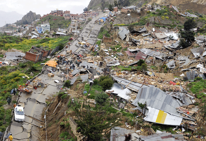 The area was evacuated before the landslide claimed 400 homes in the Bolivian capital of La Paz. The area was evacuated before the landslide claimed 400 homes in the Bolivian capital of La Paz.