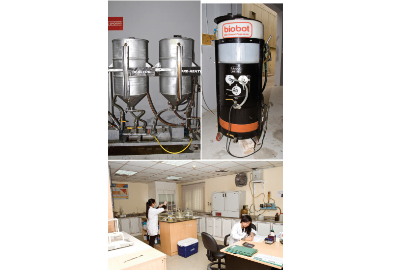 Refining tanks (above); Biobot, SS Lootah could sell the kit for biodiesel made at home (above right); In the laboratory (bottom). Refining tanks (above); Biobot, SS Lootah could sell the kit for biodiesel made at home (above right); In the laboratory (bottom).