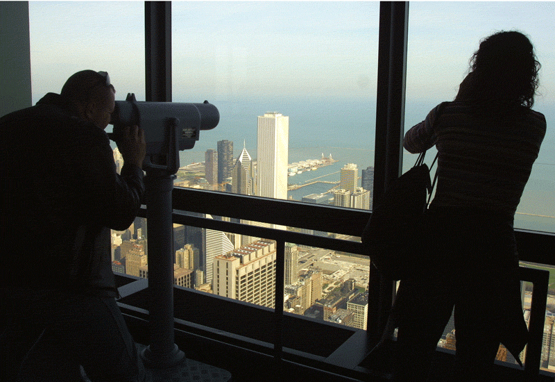 The Aon Tower, as viewed from the Willis Tower. Photo: Getty. The Aon Tower, as viewed from the Willis Tower. Photo: Getty.
