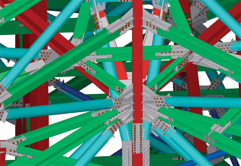 An example of 3D-modelled steel connections using Tekla BIM software. An example of 3D-modelled steel connections using Tekla BIM software.