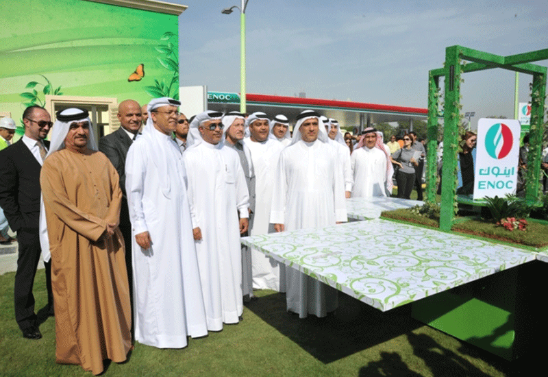 Emirates National Oil Company (ENOC) has launched the first green service station in the Middle East at Emirates Hills in Dubai. Emirates National Oil Company (ENOC) has launched the first green service station in the Middle East at Emirates Hills in Dubai.
