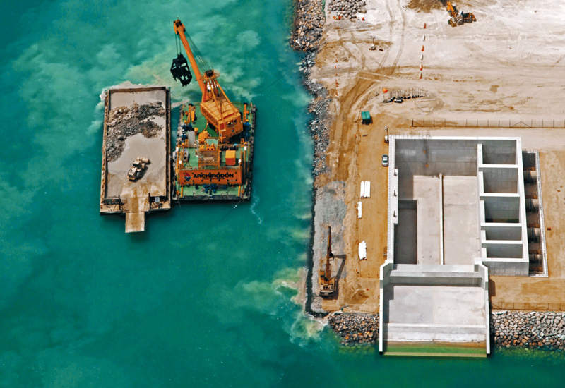 The reclaimed offshore area, which is linked to the mainland by the causeway, is 2.7km2, the size of 370 football pitches. The reclaimed offshore area, which is linked to the mainland by the causeway, is 2.7km2, the size of 370 football pitches.