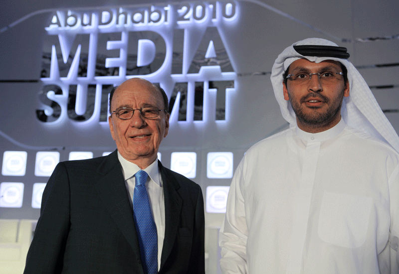 Rupert Murdoch with Khaldoon Al Mubarak , CEO, Mubadala Development Company prior to the opening of the inaugural Abu Dhabi Media Summit, 2010. Rupert Murdoch with Khaldoon Al Mubarak , CEO, Mubadala Development Company prior to the opening of the inaugural Abu Dhabi Media Summit, 2010.