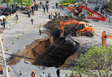 An official investigation into the cause of the subterranean collapse is underway. An official investigation into the cause of the subterranean collapse is underway.