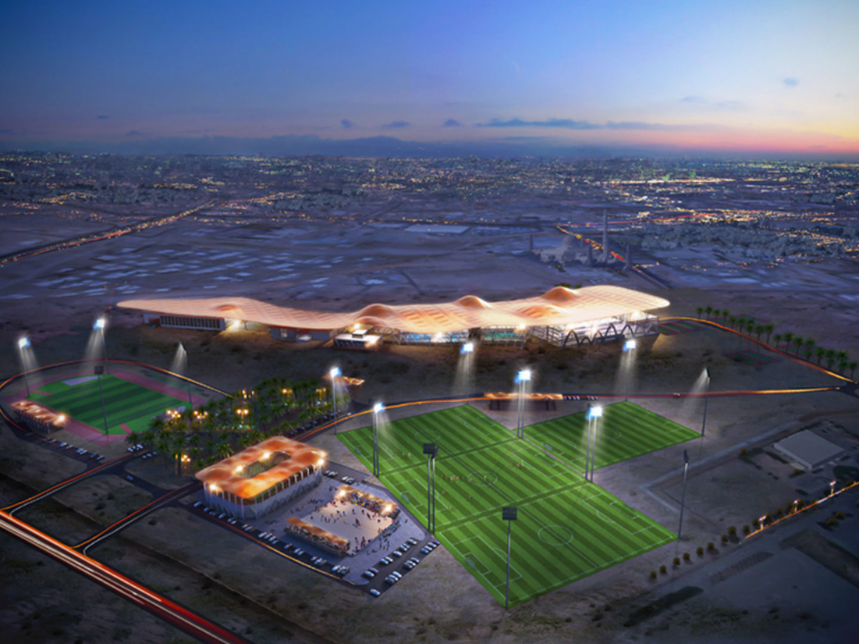 A CGI rendering of The Sultan Qaboos Sports Academy in Muscat A CGI rendering of The Sultan Qaboos Sports Academy in Muscat