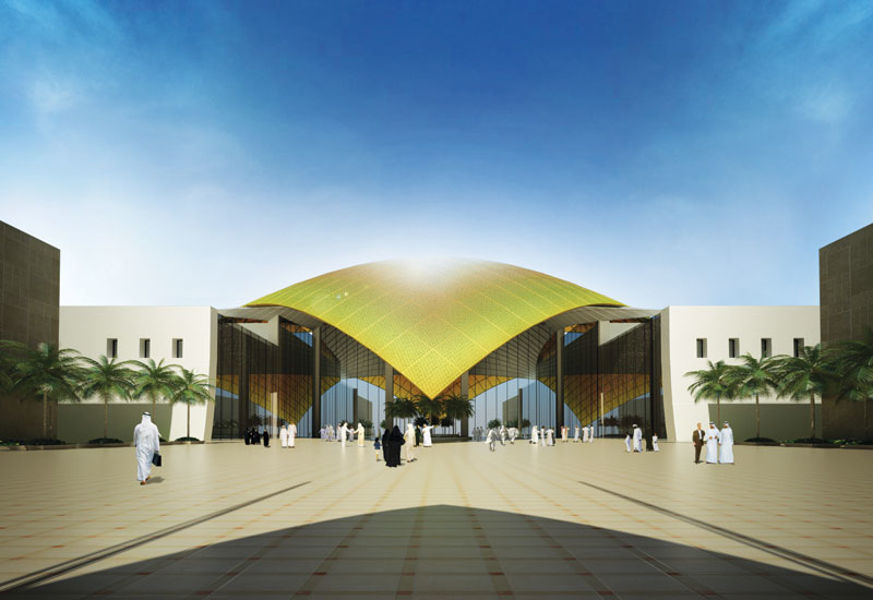 The Convention Centre is housed under a giant shell-like canopy clad in bronzed metal panels The Convention Centre is housed under a giant shell-like canopy clad in bronzed metal panels