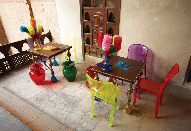 Dina Shoukry's shisha-inspired table. Dina Shoukry's shisha-inspired table.