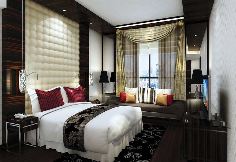 A Sofitel Prestige Suite bedroom. A Sofitel Prestige Suite bedroom.