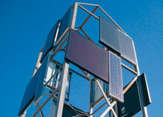 Test rig aimed at proving use of PV panels. Test rig aimed at proving use of PV panels.