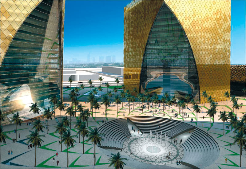 The four 20-storey towers we be the architectural feature of the project. The four 20-storey towers we be the architectural feature of the project.