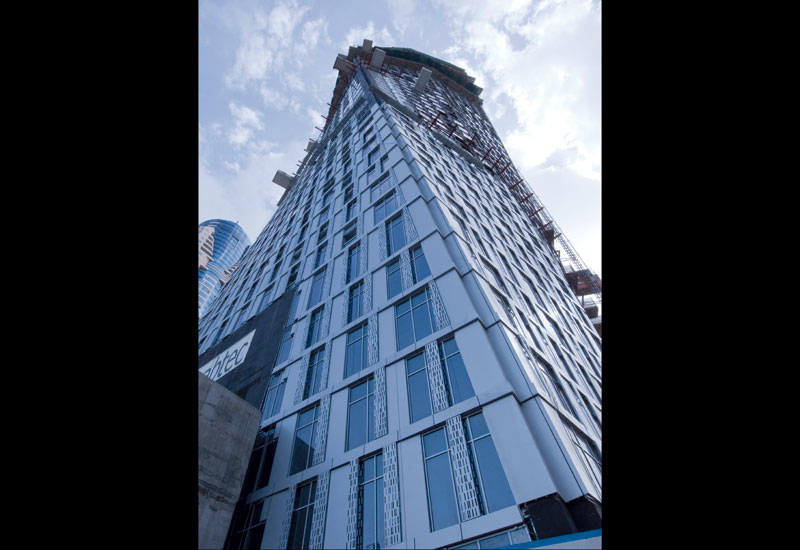 Once the tower is complete, the 73 floors will make a cumulative 90 degree turn. Once the tower is complete, the 73 floors will make a cumulative 90 degree turn.