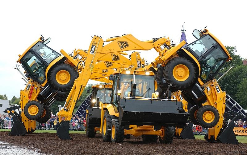 JCB's dancing diggers in action. JCB's dancing diggers in action.