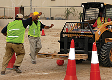 Machinery operators test their mettle. Machinery operators test their mettle.