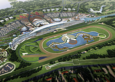 At the gallop: the new Meydan Racecourse site will incorporate a state-of-the-art dirt and turf track, a 1km-long grandstand with a capacity of 60,000 At the gallop: the new Meydan Racecourse site will incorporate a state-of-the-art dirt and turf track, a 1km-long grandstand with a capacity of 60,000