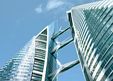 Bahrain World Trade Center. View from the podium. Bahrain World Trade Center. View from the podium.