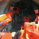 Sandvik's drill jumbo is being used to excavate a 25m long tunnel that will be used as a seismic chamber. Sandvik's drill jumbo is being used to excavate a 25m long tunnel that will be used as a seismic chamber.