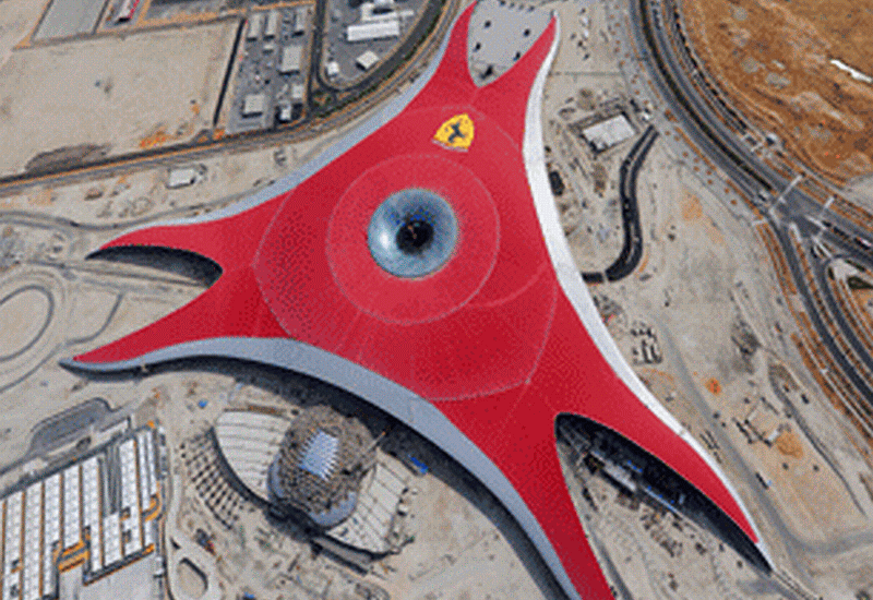 The iconic roof of Ferrari World Abu Dhabi. The iconic roof of Ferrari World Abu Dhabi.