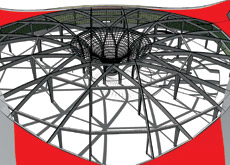 The central glass funnel drops from 100m in diameter to 17m. (Benoy) The central glass funnel drops from 100m in diameter to 17m. (Benoy)