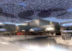 Community courtyard within Masdar city. Community courtyard within Masdar city.