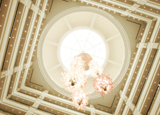 A massive Murano glass chandelier dominates the lobby's air space. A massive Murano glass chandelier dominates the lobby's air space.